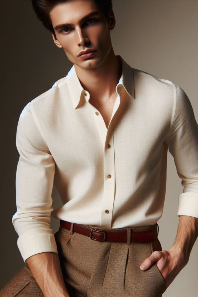 Cream shirt with brown pant