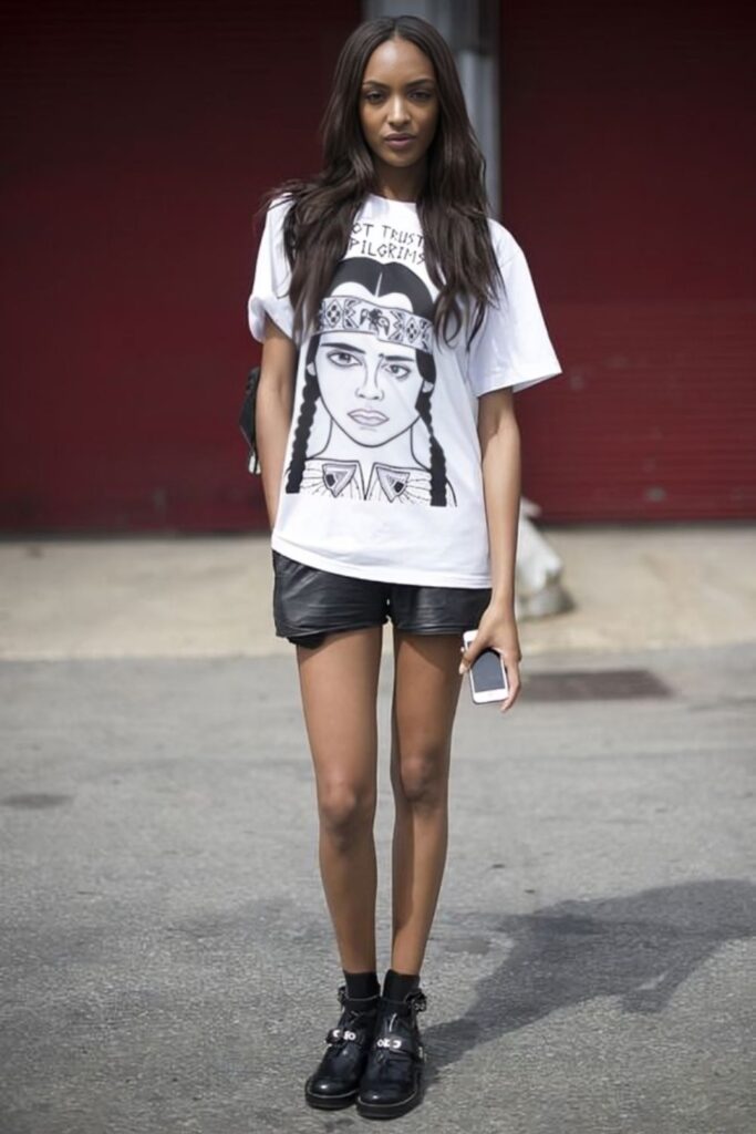 Leather Shorts + Oversized Tee