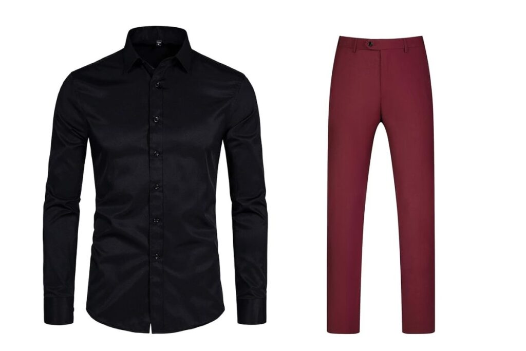 Maroon Pants with a Black Shirt