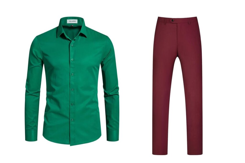 Maroon Pants with a Green Shirt