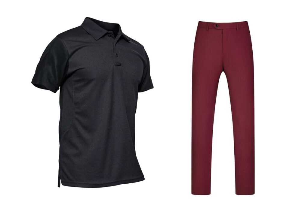 Maroon Pants with a Polo Shirt