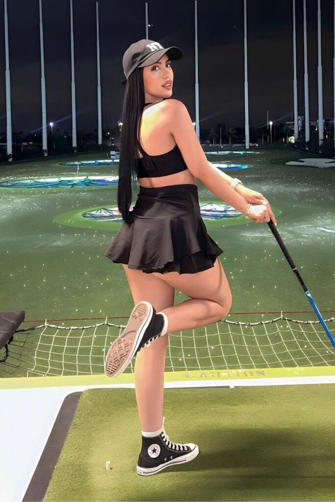 Sporty Black Skirt Set with Baseball Cap