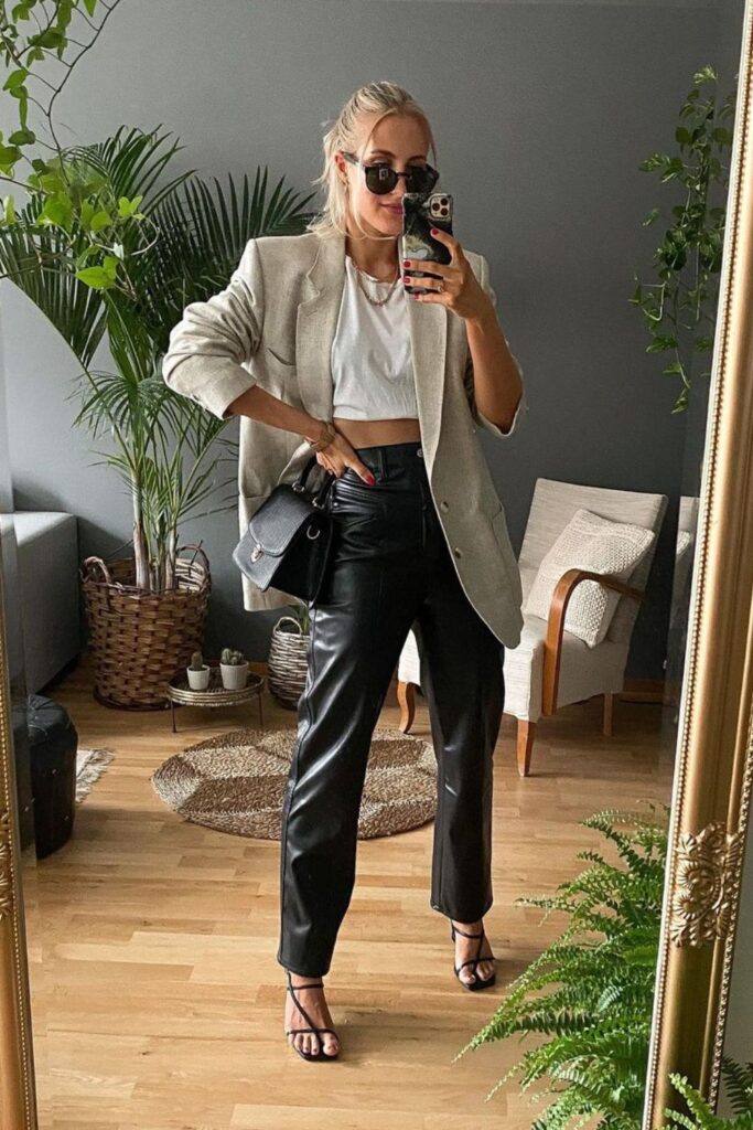 The Date Night Sultry Beige Blazer Look