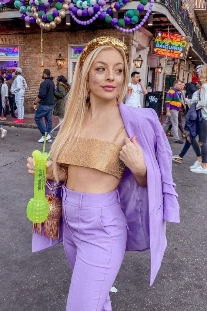 Glitter Crop Top and Lavender Suit