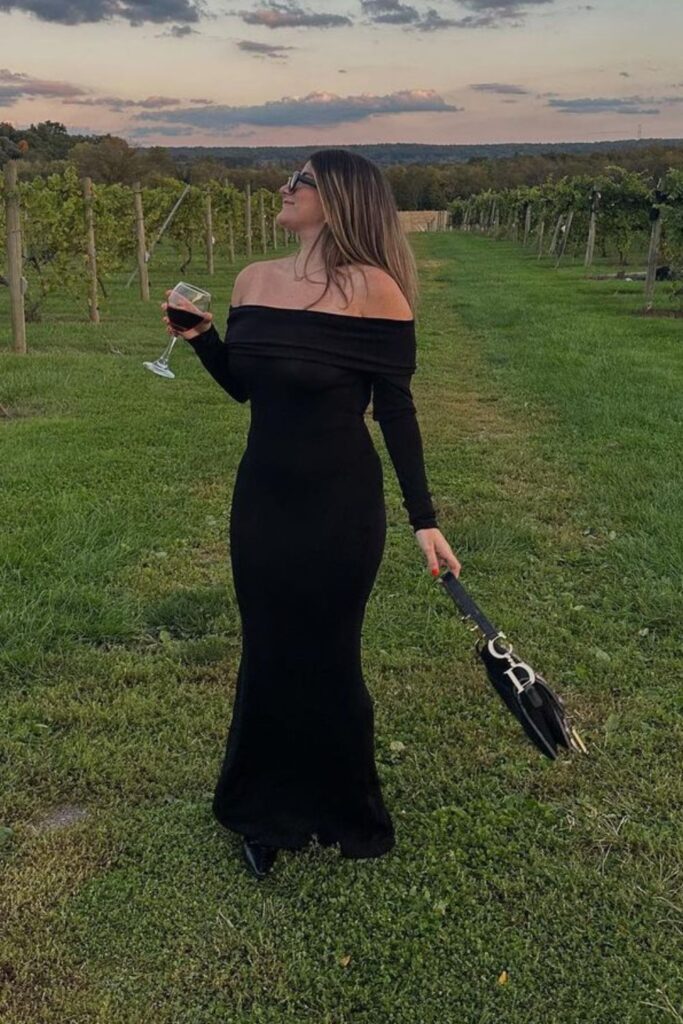 Off-the-Shoulder Black Maxi Dress