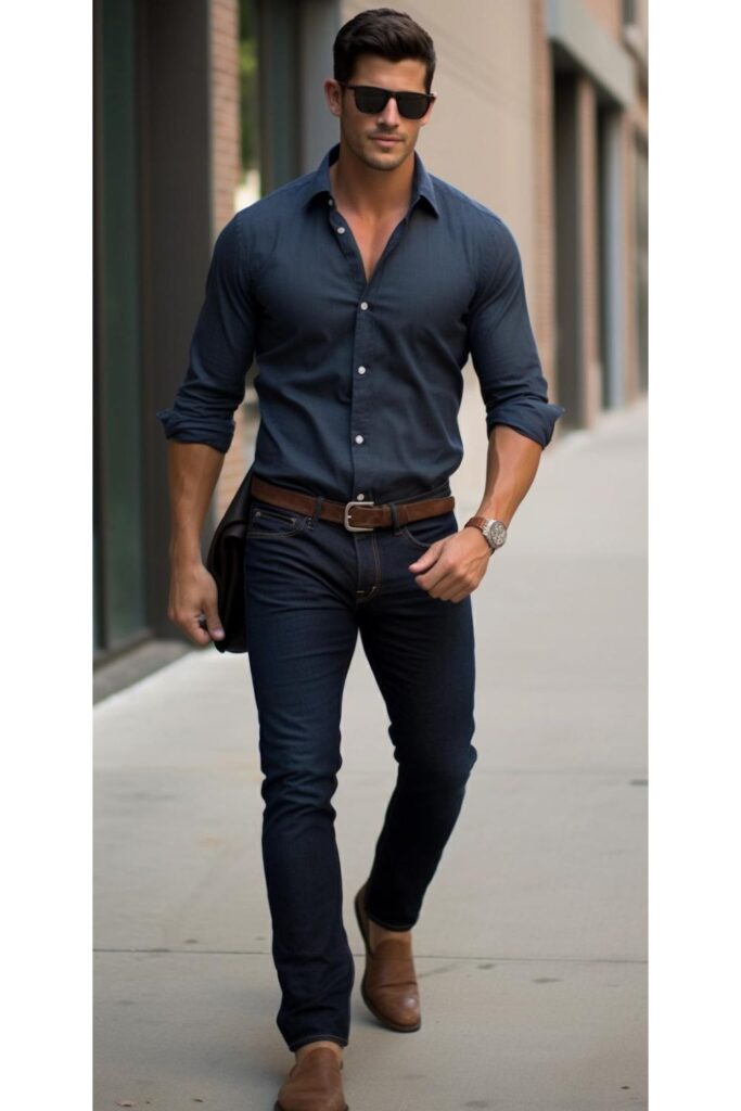 Dark Jeans and Button-Up