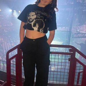 A Graphic Cropped Shirt with Bomber Vibes