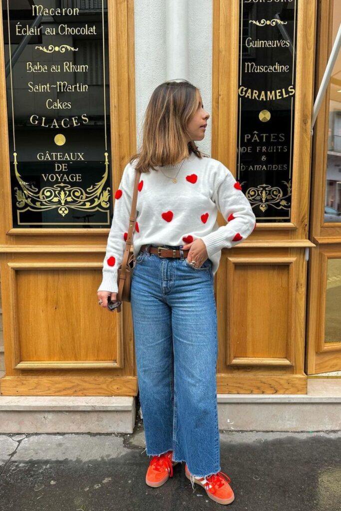 Patterned Sweater with Baggy Jeans