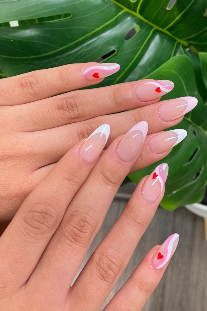 Modern Pink and Red Nail Art