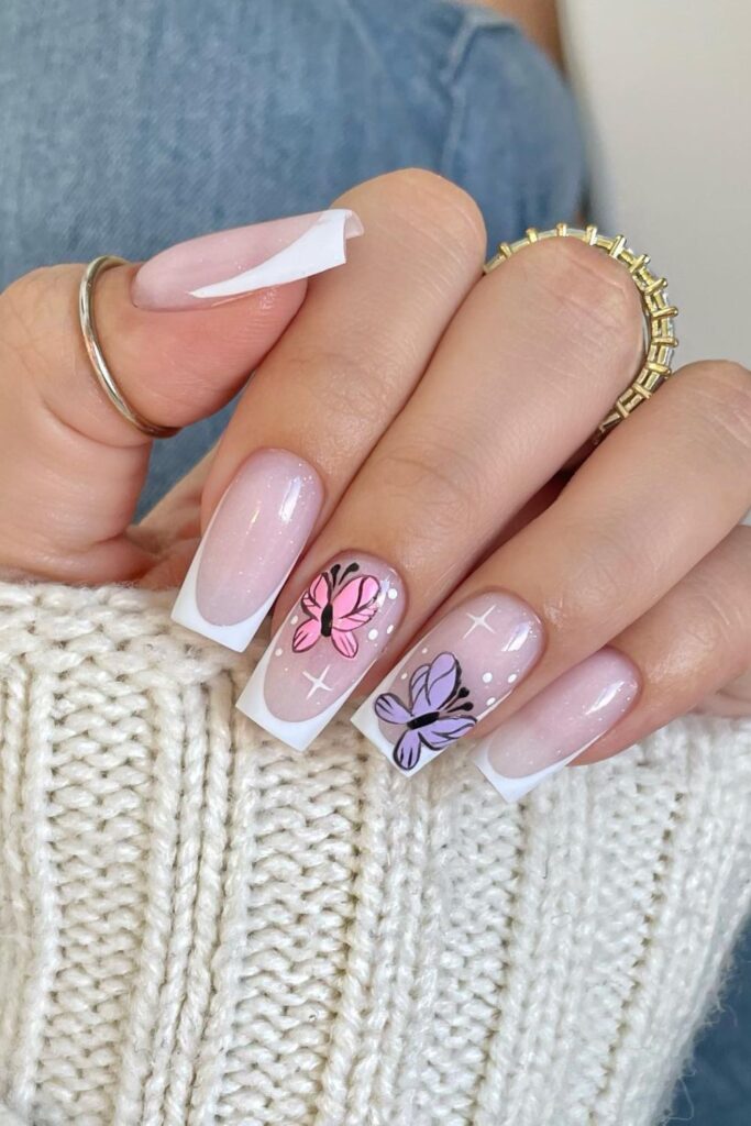 Pointy Nails with Abstract Art