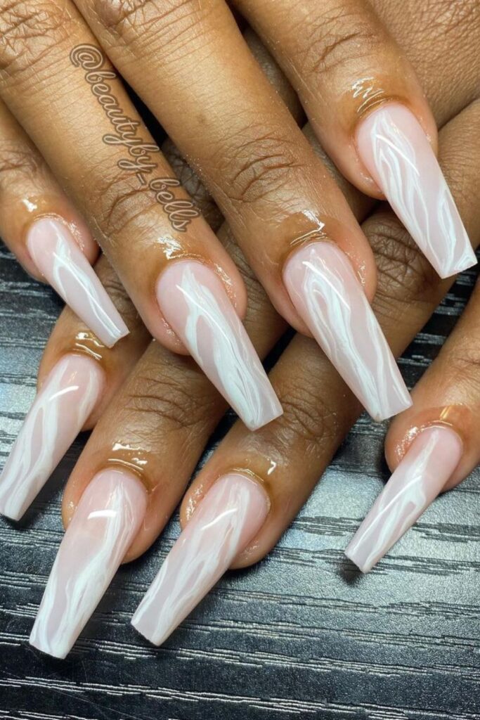 Abstract Nude and Pink Nails