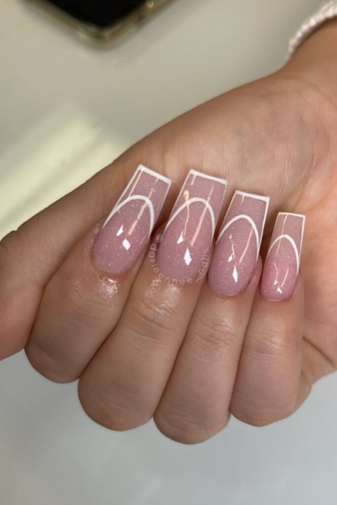 Feminine Pink Nails with White Tips