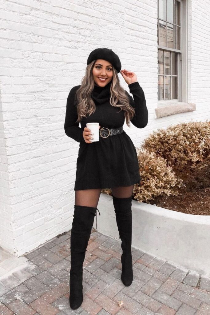 Sweater Dress and Tall Boots