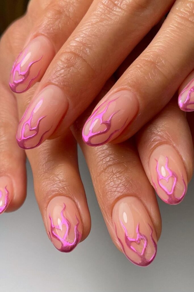 Abstract Pink and Purple Nails