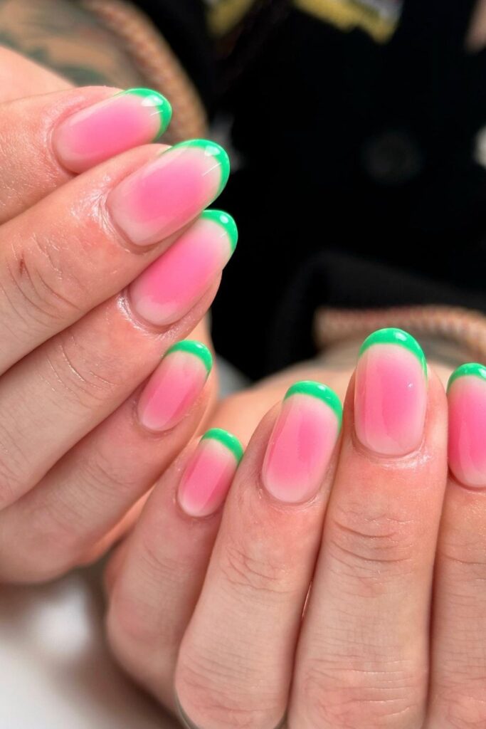 Watermelon Inspired Gradient Nails