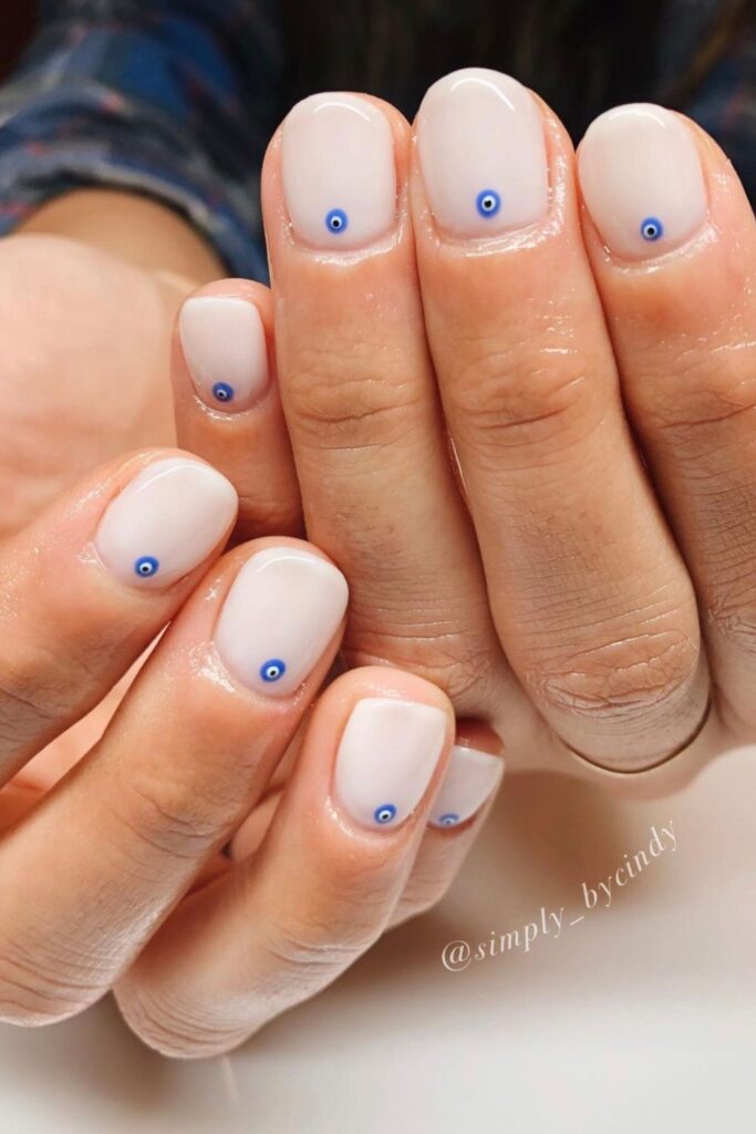 Nude Base Nails with Circles and Dots