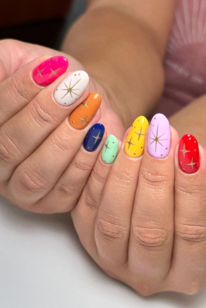 Rainbow Color Block Nails