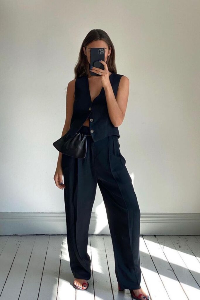 Wide Leg Jumpsuit and Block Heels