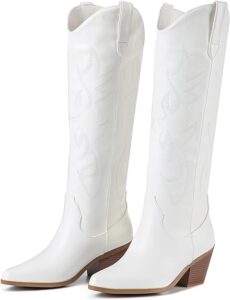 ZXHYZLZ Women’s Sparkly Cowboy Boots – Chunky Low Heel Slip-On Sequined Boots For Fall & Winter