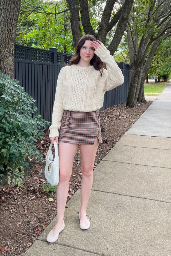 Preppy Plaid Skirt and Sweater Combo