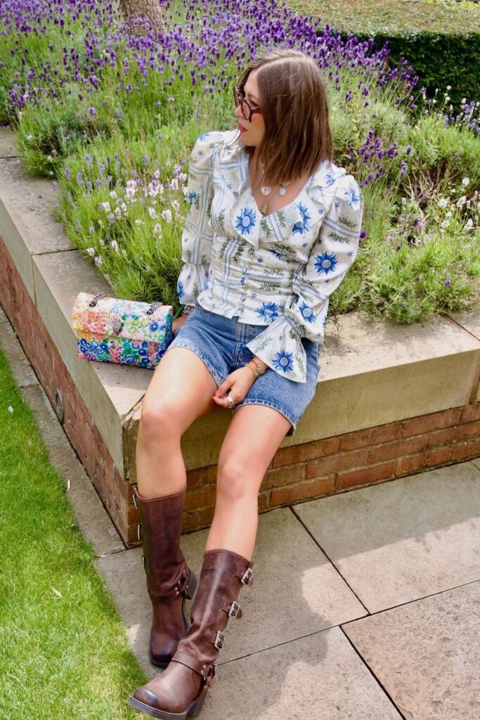 Biker Boots with Floral Prints