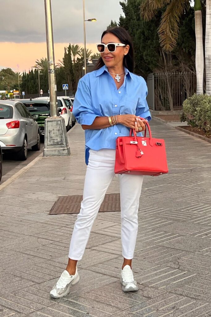 Crisp White Pants Look