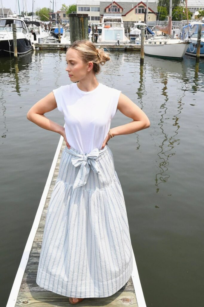 Blue Striped Maxi Skirt