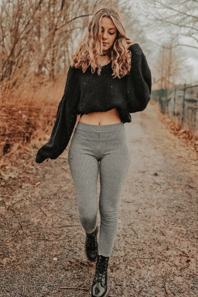 Cropped Sweater and Houndstooth Pants