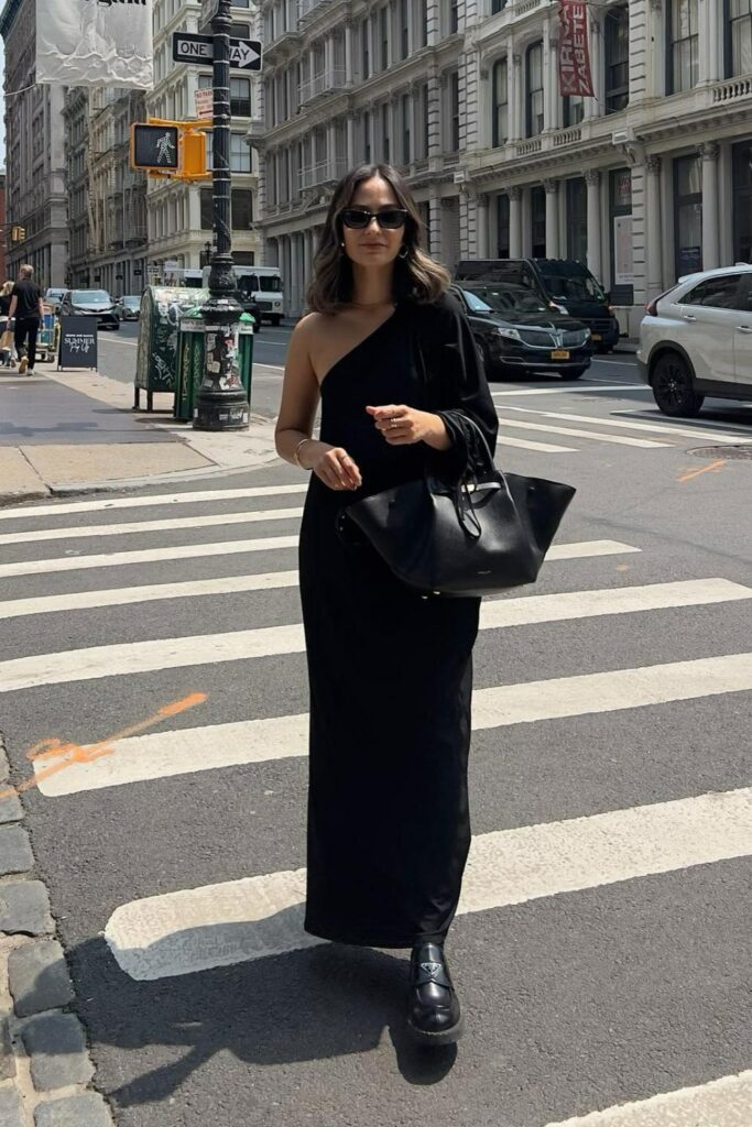 Sleek One-Shoulder Maxi Dress