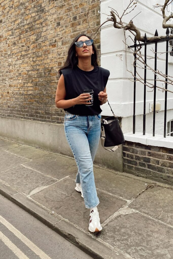 Sleeveless Top and Light Wash Jeans