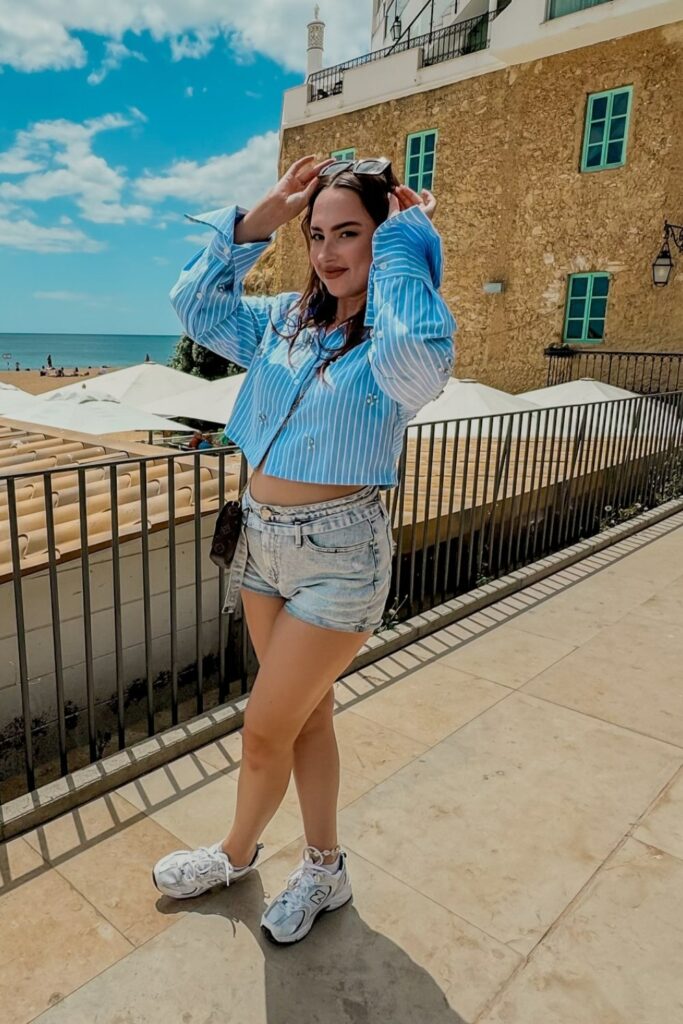 Cropped Button-Up and Denim Shorts