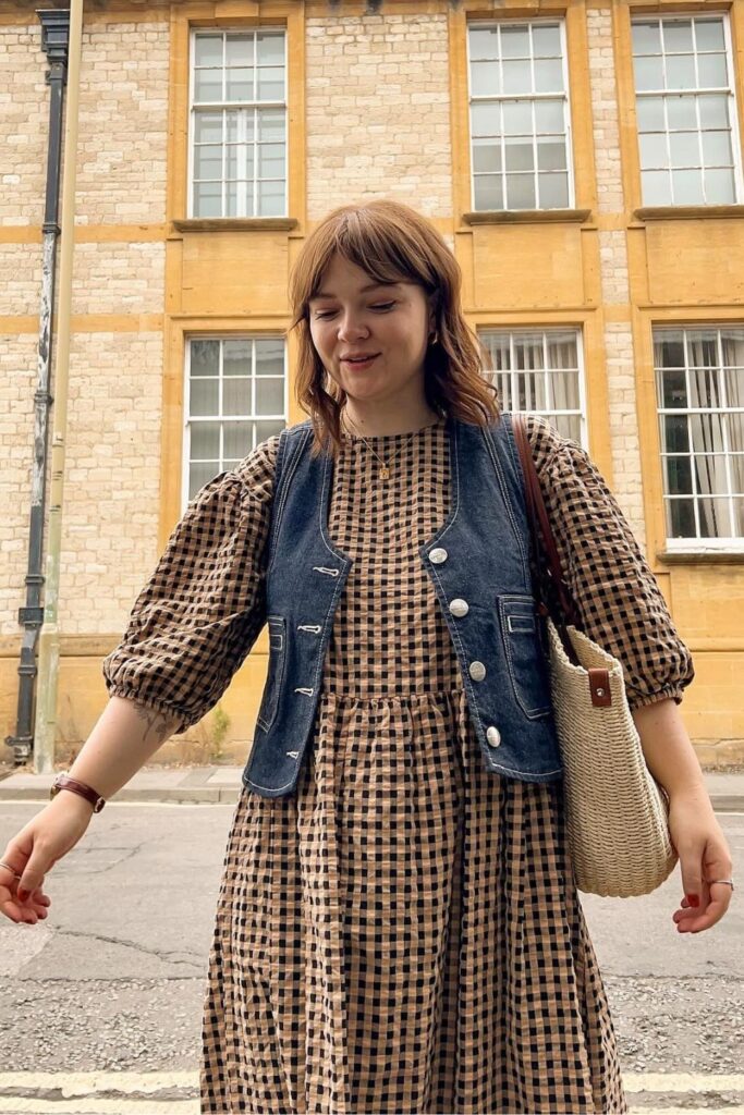 Gingham & Denim Vest