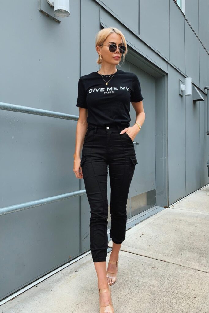 Graphic Tee + Clear Heels