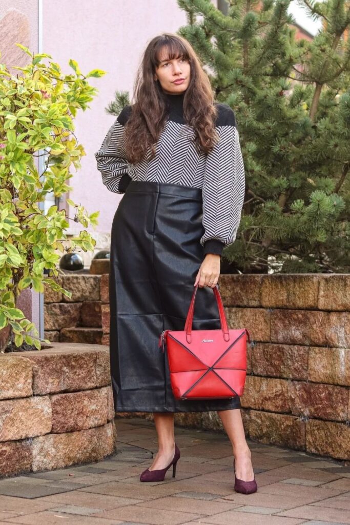 Graphic Sweater + Midi Skirt