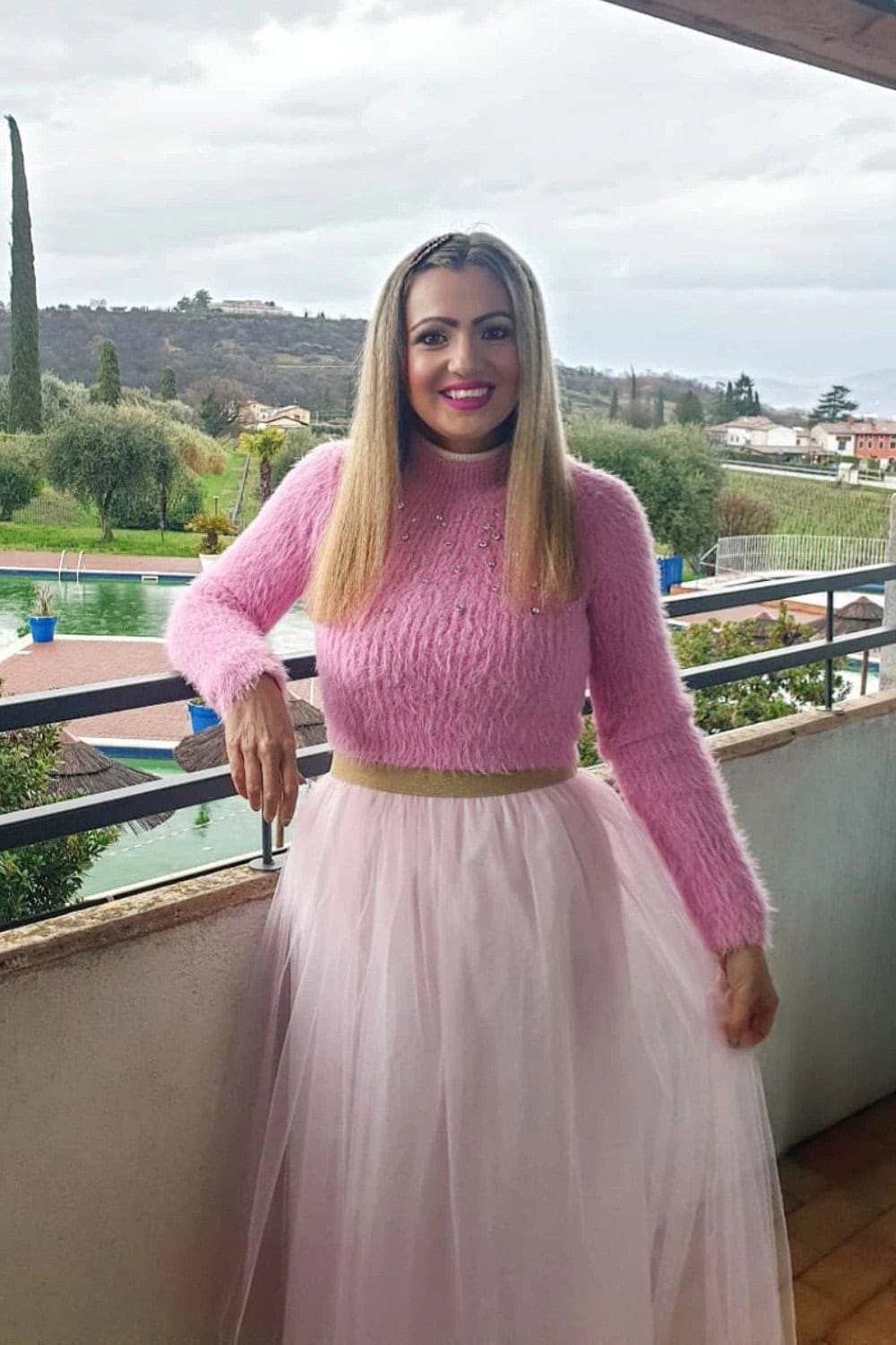Fluffy Cropped Sweater and Tulle Maxi Skirt