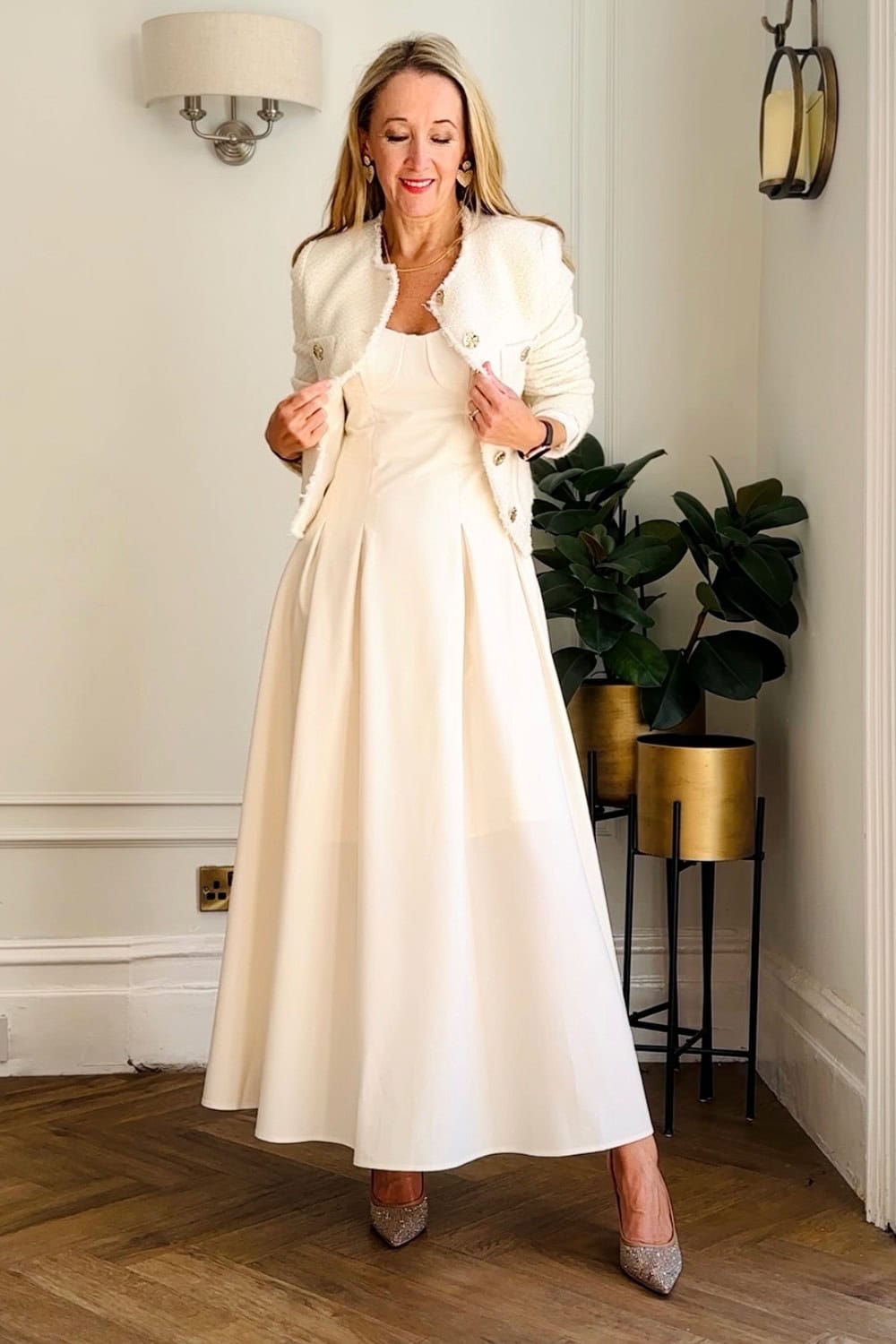 Ivory Dress with Cropped Jacket
