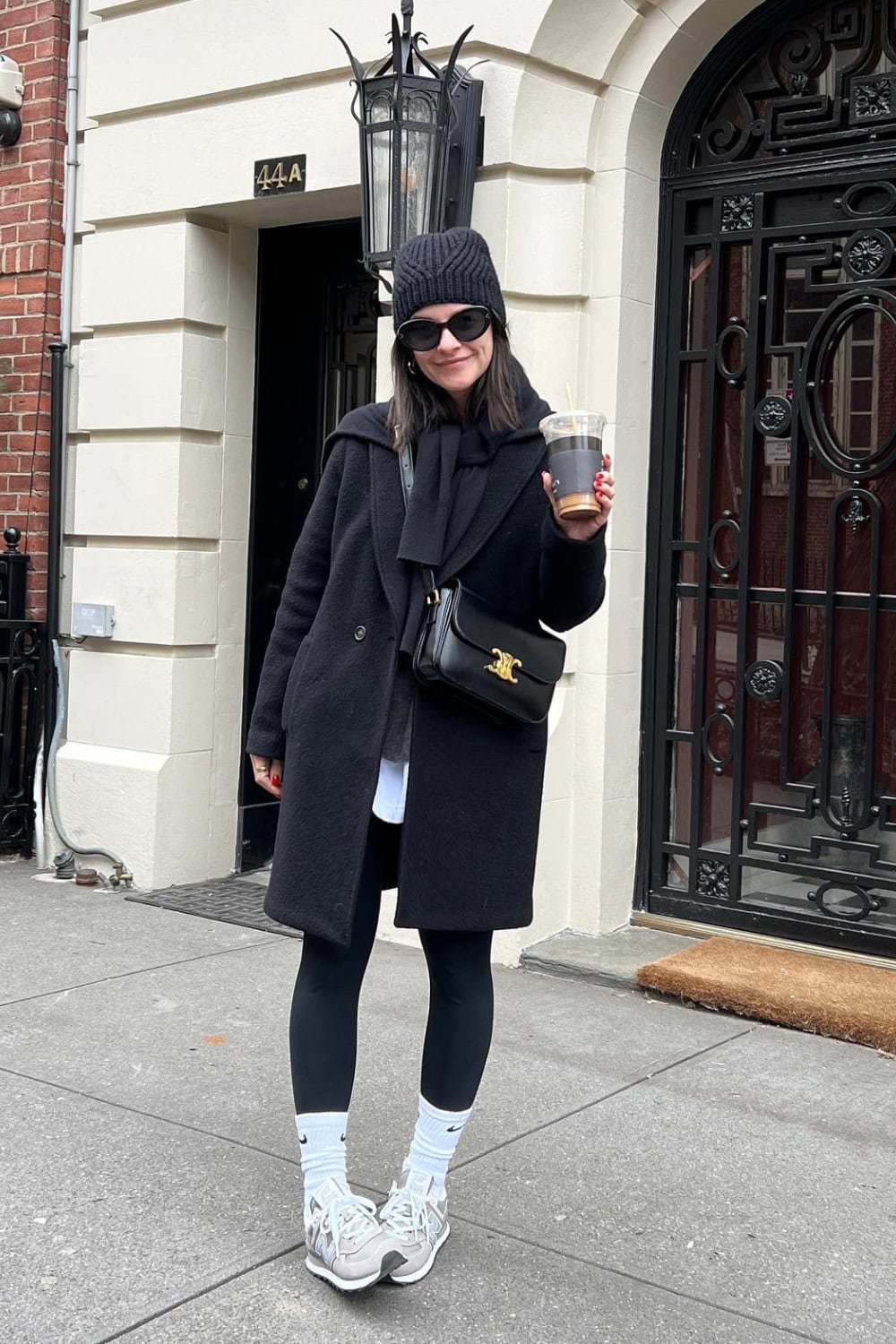 Black Wool Coat and Leggings