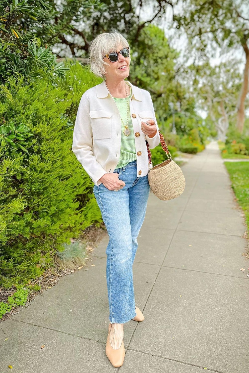 Jacket with Striped Top and Jeans