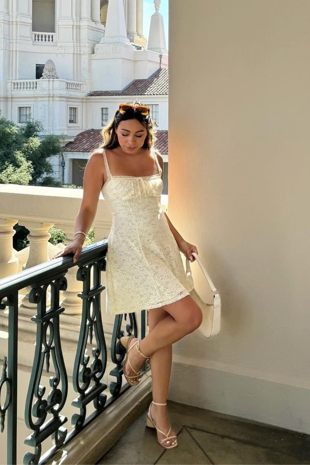 Cream Floral Mini Dress