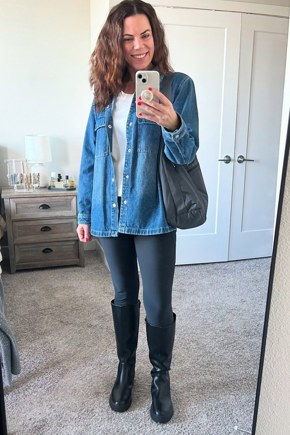 Denim Shirt and Leggings