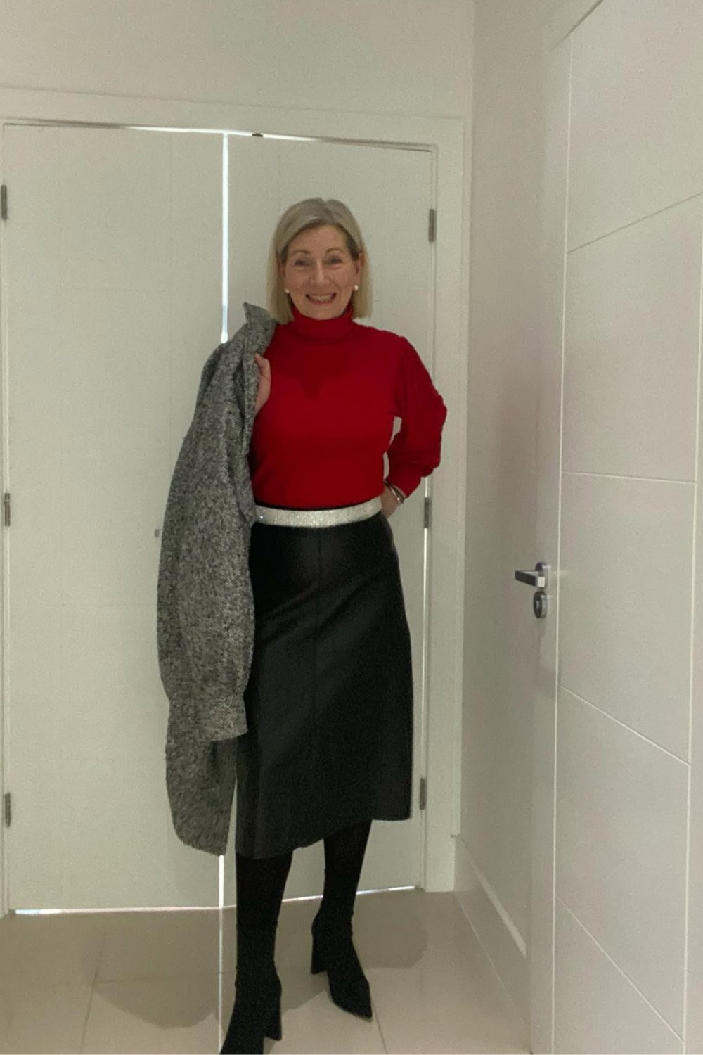 Turtleneck Sweater and Midi Skirt