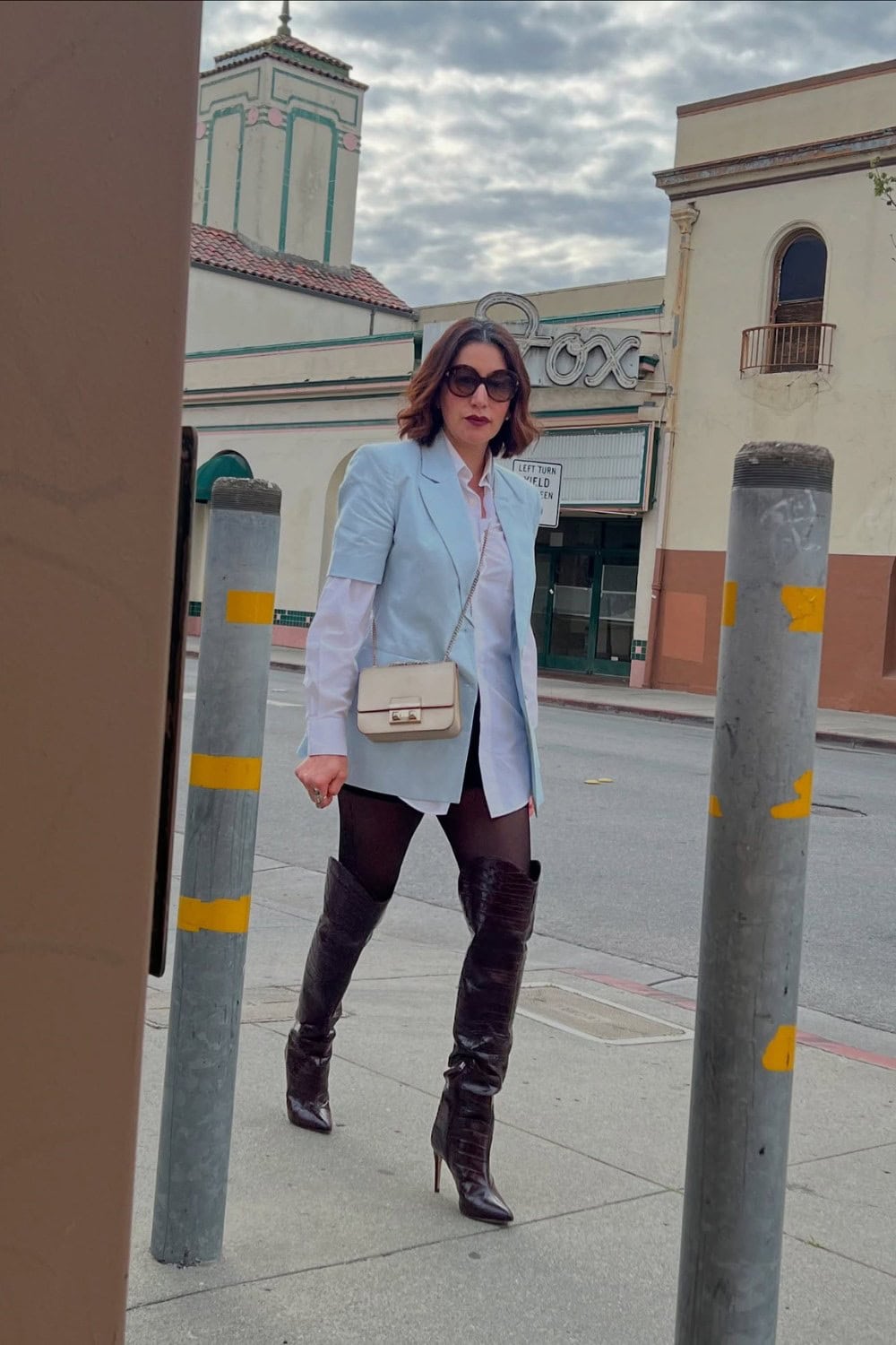 Light Blue Blazer and Button-Up Shirt