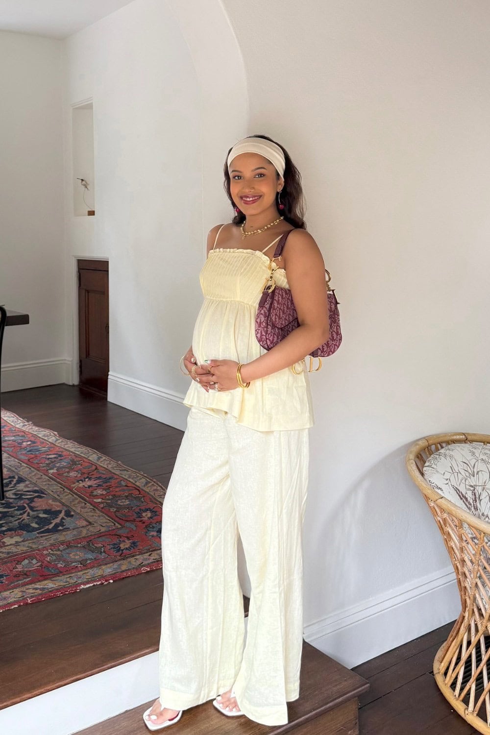 Thin Strap Top and Wide-Leg Pants