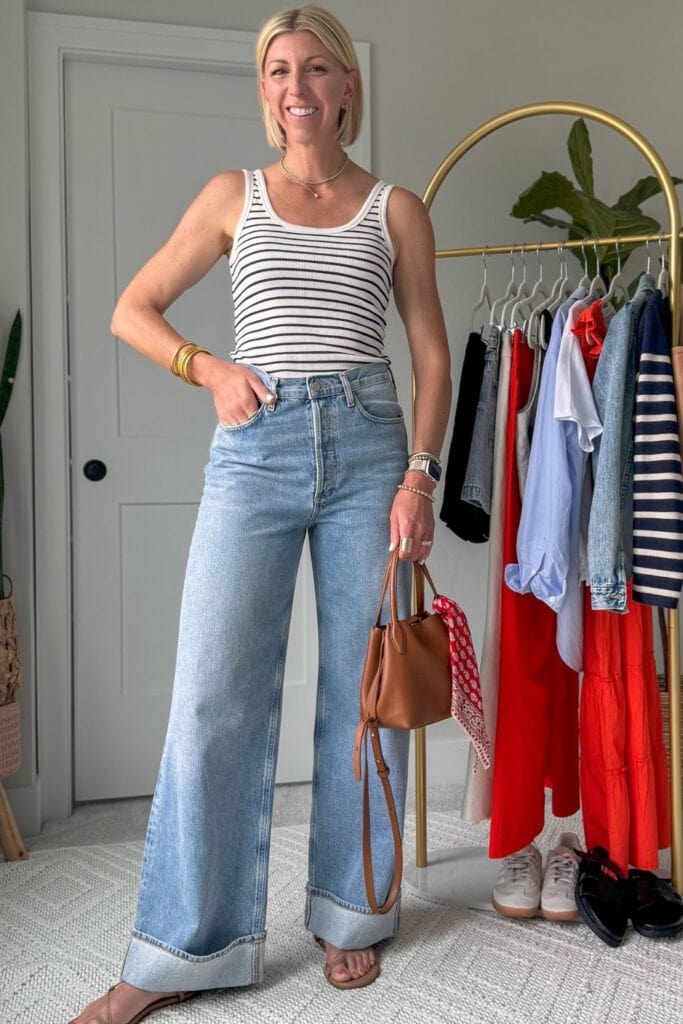 Striped Tank and Light Jeans