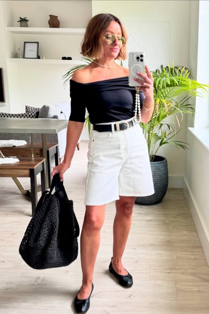 Off-Shoulder Top and Bermuda Shorts