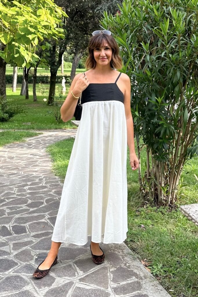 Black Cami and White Linen Skirt
