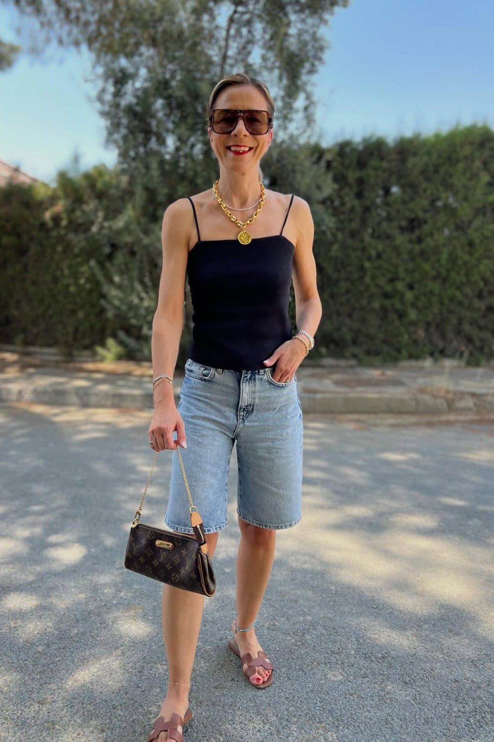 Spaghetti Strap Top and Denim Shorts