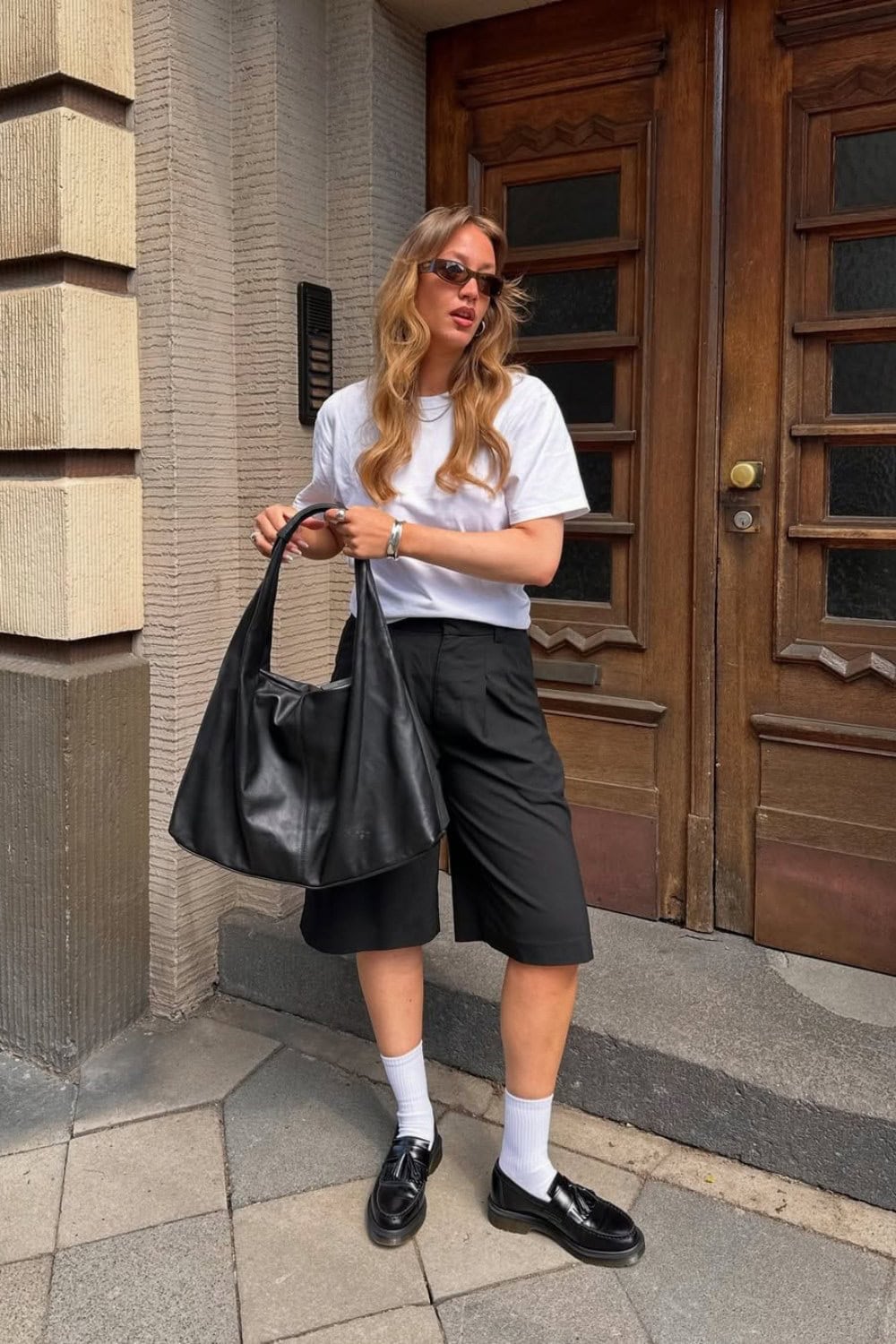 White T-Shirt and Black Shorts