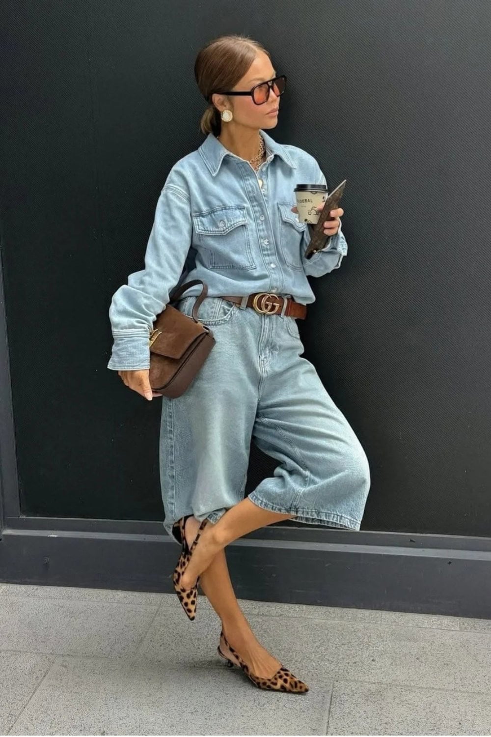 Denim Shirt and Matching Bermuda Shorts