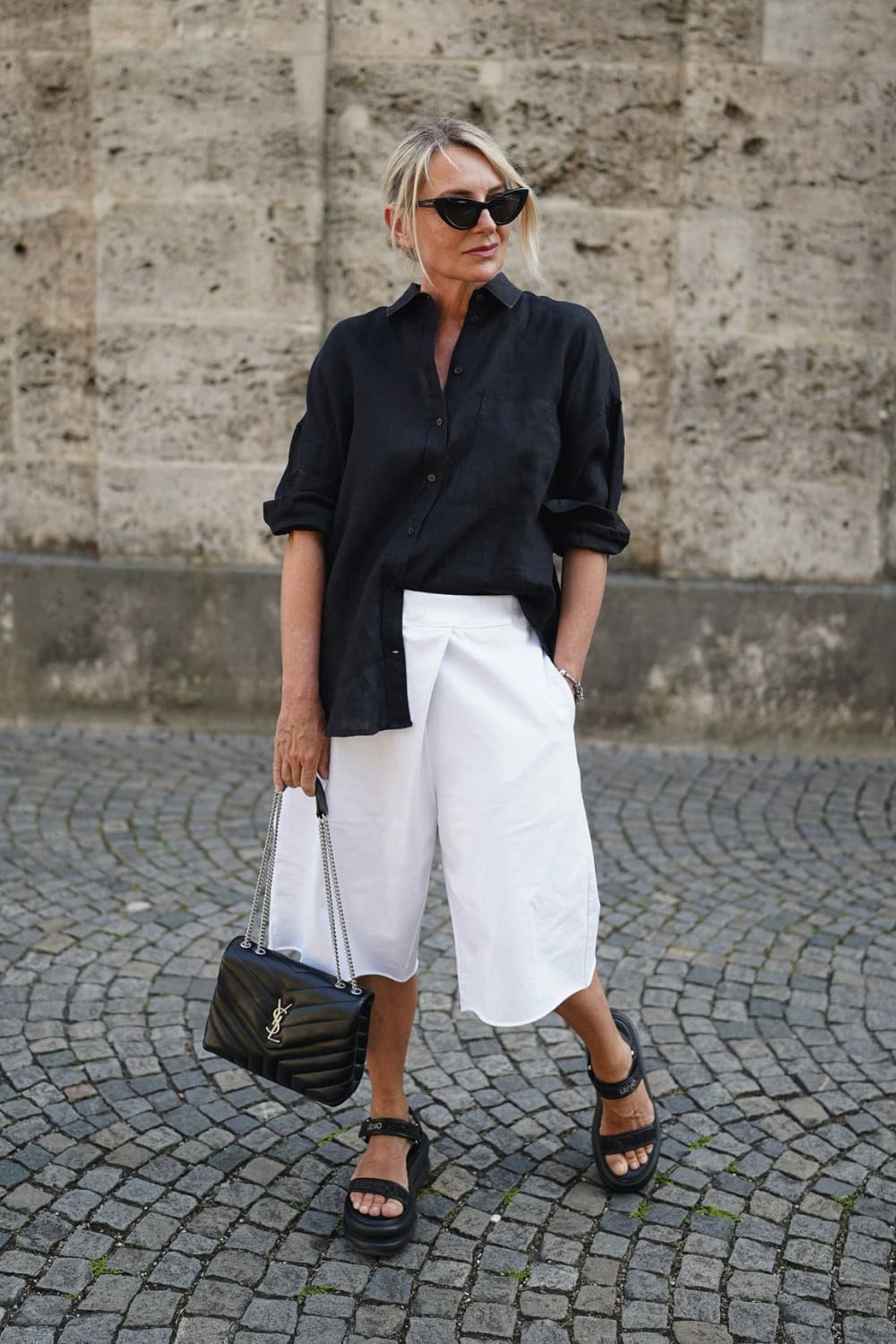 Black Shirt and White Shorts